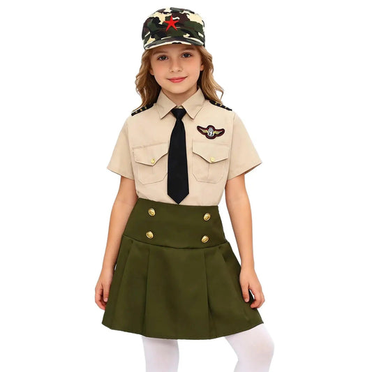 Uniforme Militaire Enfant 4 Pièces – Garçon & Fille | Cosplay, Spectacle, Halloween | 100-160 cm