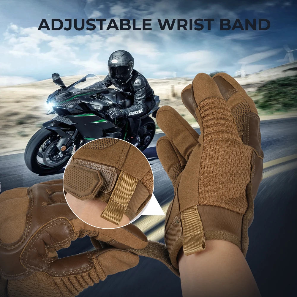Gants Moto Tactiles en Cuir PU – Protection Totale & Confort Haut de Gamme - BLACKBEARD OUTDOOR INDUSTRIES