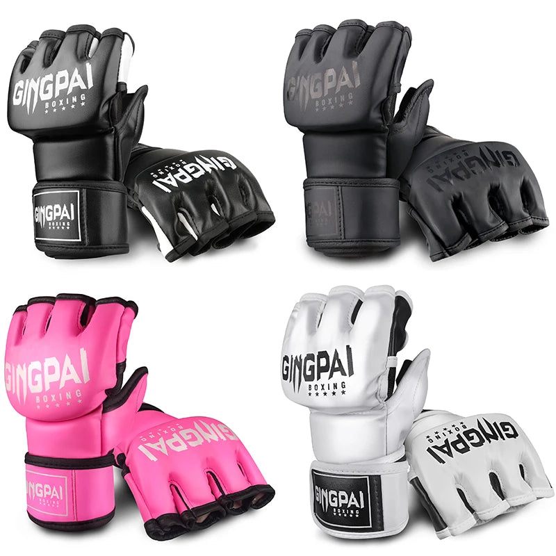 Mitaines MMA Sans Doigts Cuir PU – Gants Sac de Frappe / Kickboxing / Muay Thai – M & L - BLACKBEARD OUTDOOR INDUSTRIES