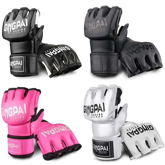 Mitaines MMA Sans Doigts Cuir PU – Gants Sac de Frappe / Kickboxing / Muay Thai – M & L - BLACKBEARD OUTDOOR INDUSTRIES