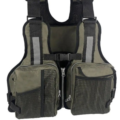 Gilet de pêche multi-poches réglable en polyester