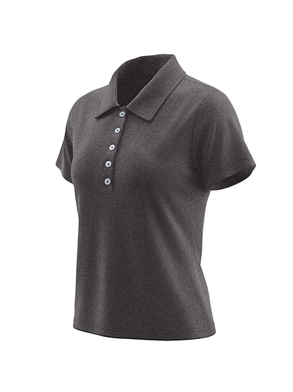 Polo Femme Col Boutonné Manches Courtes – Coupe Slim Stretch, Casual & Chic