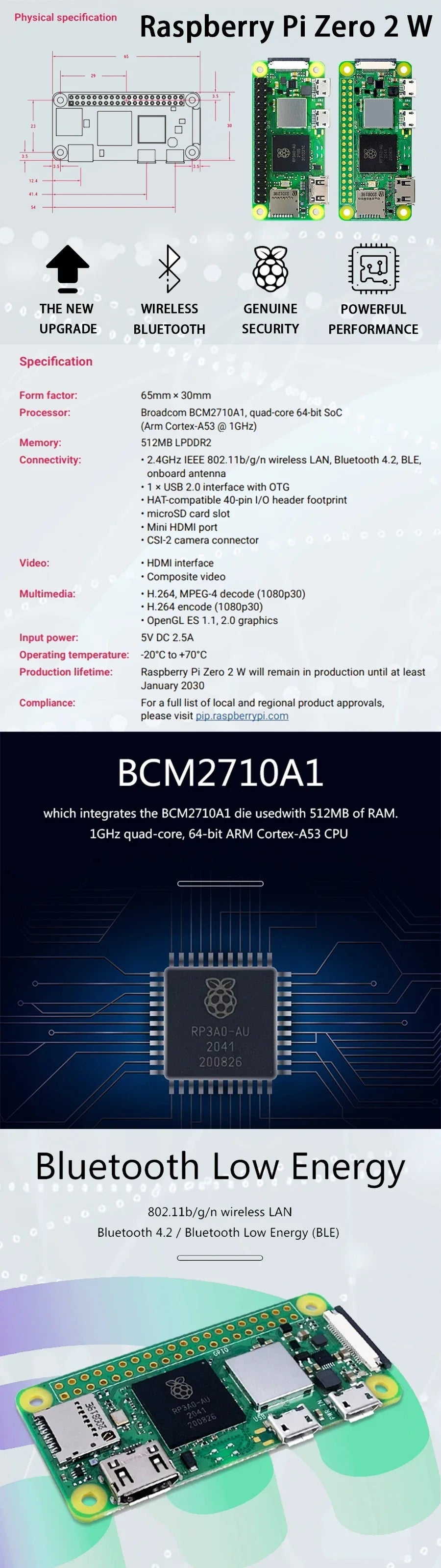 Carte Raspberry Pi Zero Officielle – Zero / Zero W / Zero 2 W / Zero-Solder / Zero W-Solder avec Header Soudé – 512 Mo RAM – Puce Broadcom Ma boutique