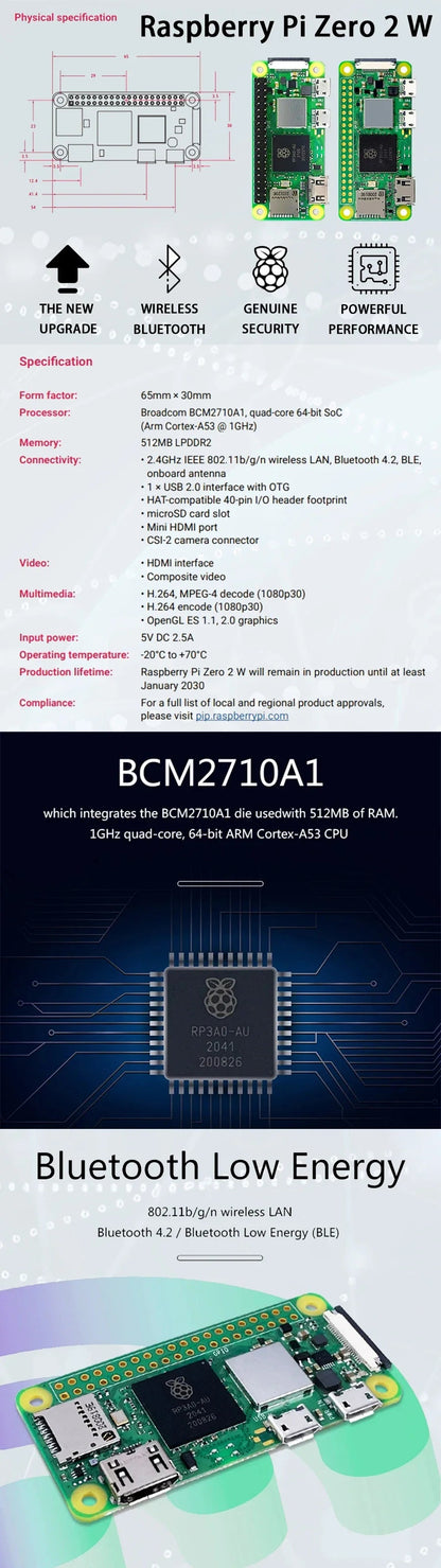 Carte Raspberry Pi Zero Officielle – Zero / Zero W / Zero 2 W / Zero-Solder / Zero W-Solder avec Header Soudé – 512 Mo RAM – Puce Broadcom Ma boutique