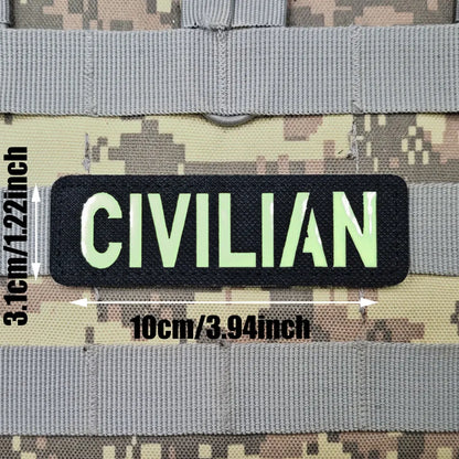 Patch Brodé Réfléchissant CIVILIAN – Écusson Tactique Militaire Velcro | Brassard & Sac à Dos