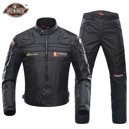 DUHAN Ensemble Moto Homme – Veste et Pantalon Moto Hiver Résistant au Vent et à l'Usure, avec Protections Corps - BLACKBEARD OUTDOOR INDUSTRIES