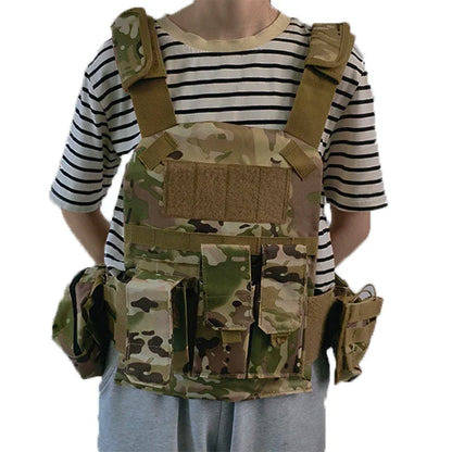 Gilet Tactique Enfant - Gilet Militaire Airsoft et Chasse Camouflage pour Enfants - Équipement Outdoor Paintball Molle BLACKBEARD OUTDOOR INDUSTRIES