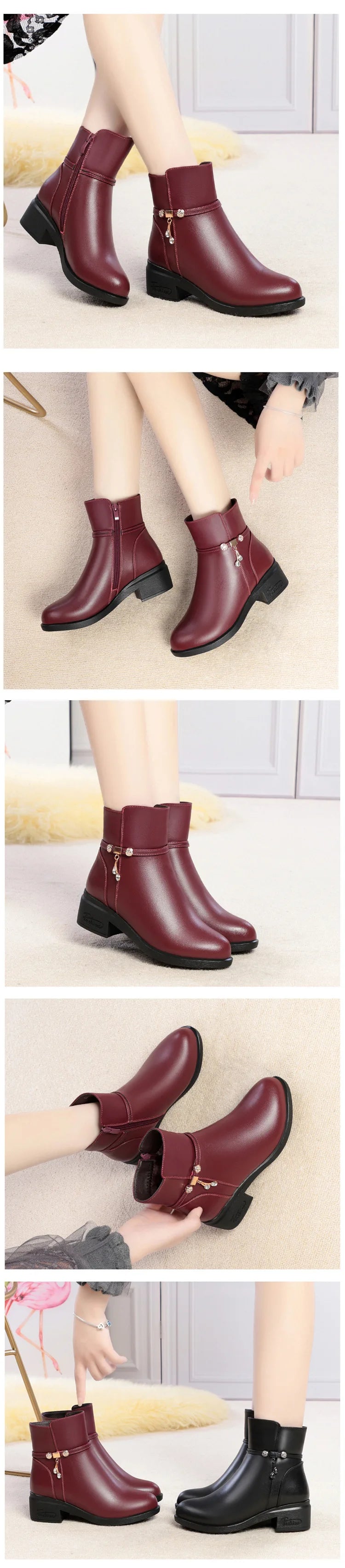 Bottines Femme en Cuir Véritable – Chaudes & Élégantes – Hiver | WOIZGIC - BLACKBEARD OUTDOOR INDUSTRIES