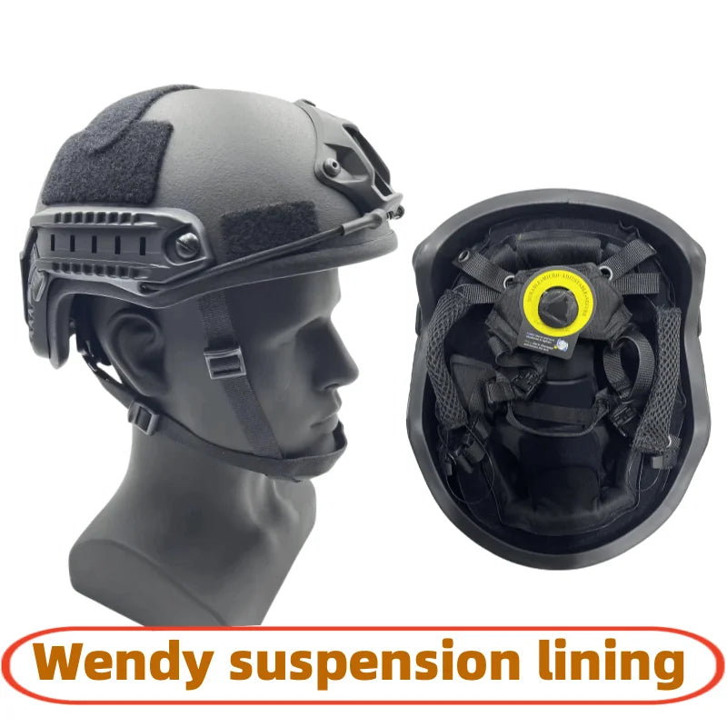 Casque Tactique Ballistique ACH High Cut NIJ IIIA - Casque Balistique de Haute Qualité avec Suspension Wendy's - BLACKBEARD OUTDOOR INDUSTRIES