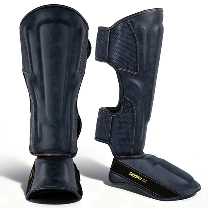 Tibières Professionnelles Cuir PU – Protège-Tibia & Pied Sanda, Muay Thai, Boxe | M à XL | 5 Coloris - BLACKBEARD OUTDOOR INDUSTRIES