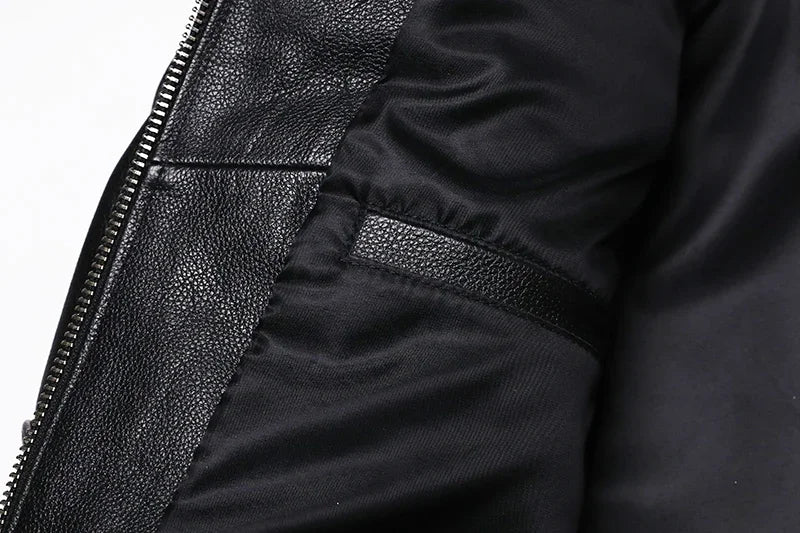 Blouson Homme Moto Classique en Cuir Véritable - BLACKBEARD OUTDOOR INDUSTRIES