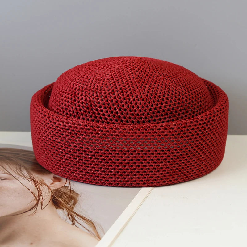 Béret femme été en maille ajourée