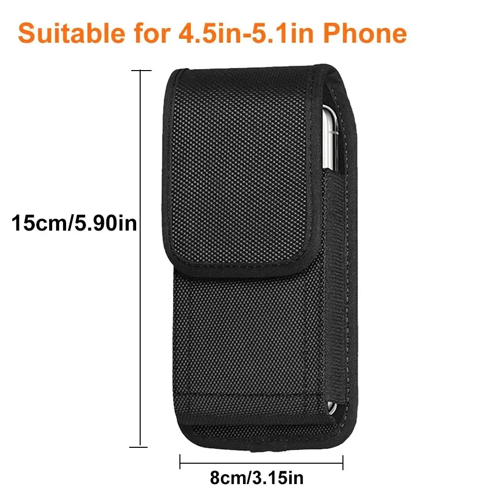 Pochette tactique pour téléphone, ceinture, nylon noir