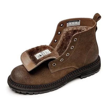 Boots Homme Hiver – Chaussures Montantes Cuir Lacets Semelle Épaisse
