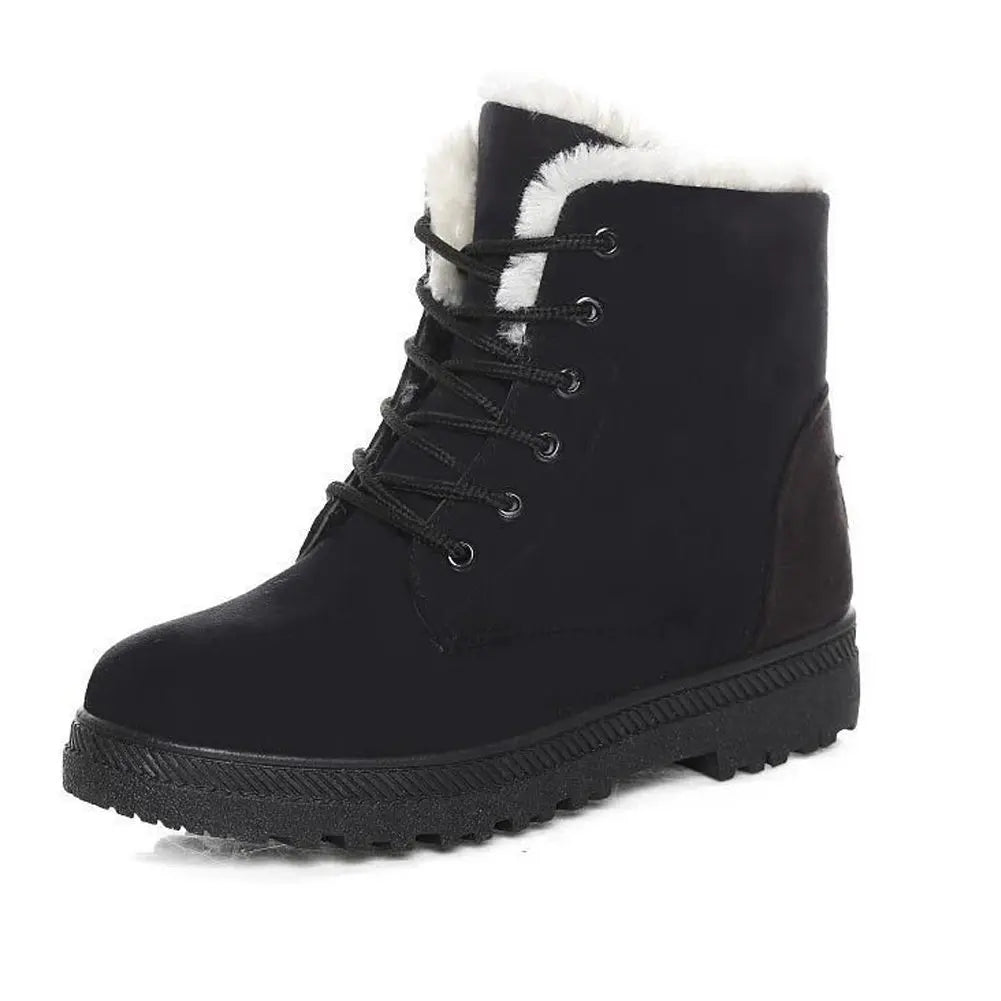Bottines d’hiver fourrées femme à lacets