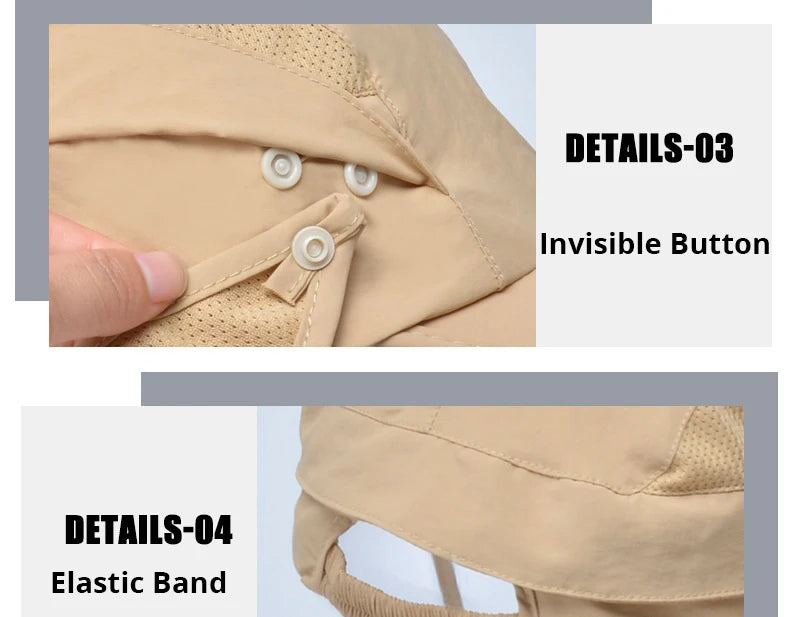 Chapeau de Protection UV d'Été – Casquette Anti-UV avec Protection du Cou et du Visage, Pliable, Séchage Rapide, Imperméable, Idéale pour Randonnée, Pêche et Activités Outdoor - BLACKBEARD OUTDOOR INDUSTRIES