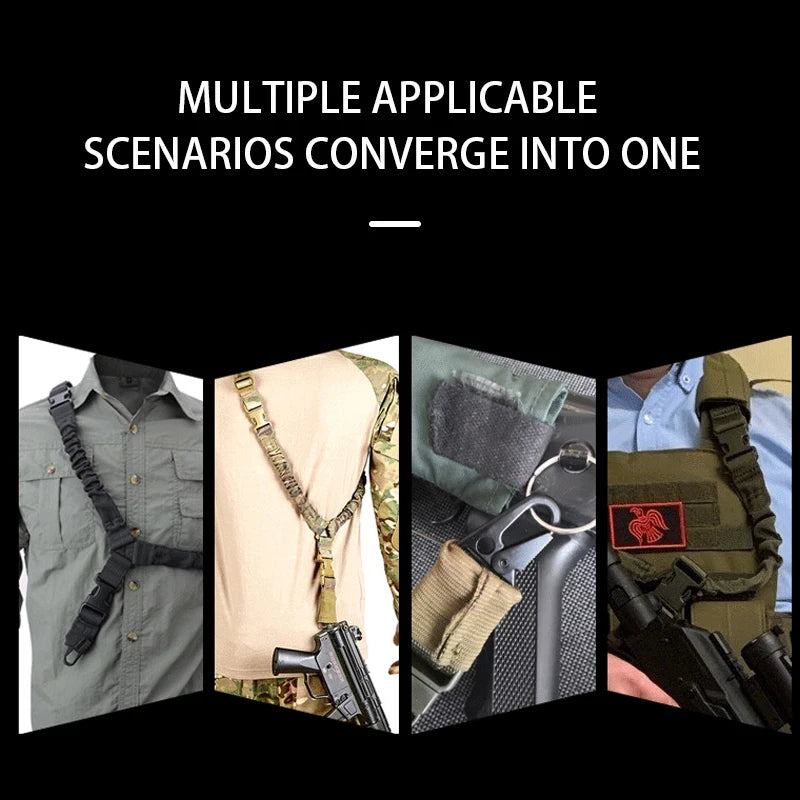 Sangle Tactique 3 Points Ajustable – Nylon Imperméable, Bungee Élastique | Fusil Airsoft & Chasse