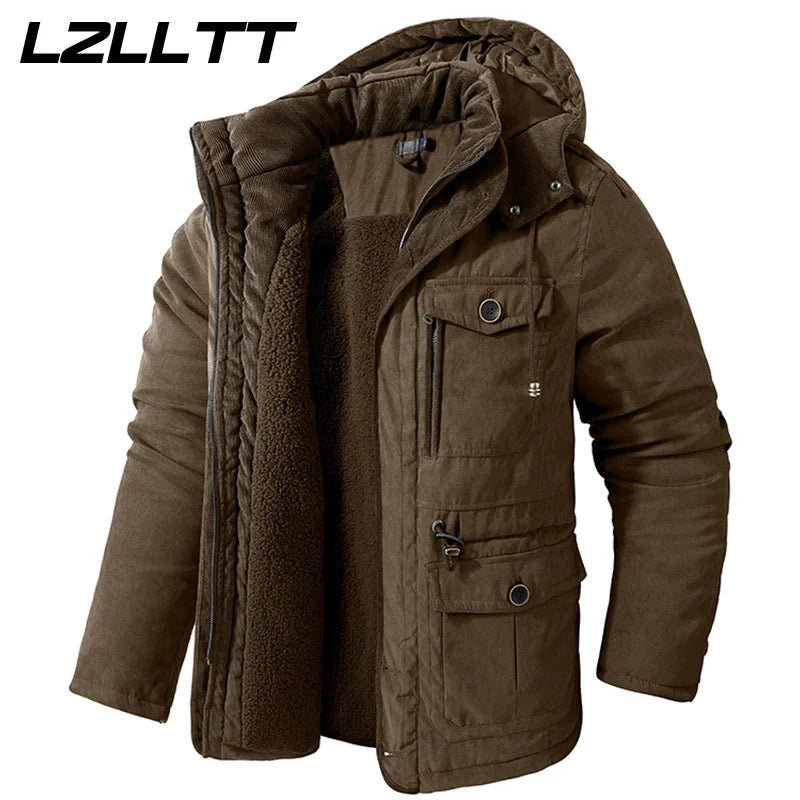 Parka Homme Hiver Chaude – LZLLTT Avec Capuche Amovible | Doublure Polaire | Multipoches | -30°C à +5°C - BLACKBEARD OUTDOOR INDUSTRIES