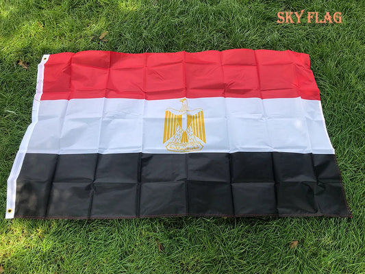 Drapeau National de l'Égypte - 90x150 cm - Imprimé Double Face - Polyester de Haute Qualité - Drapeau Suspendu pour Décoration BLACKBEARD OUTDOOR INDUSTRIES