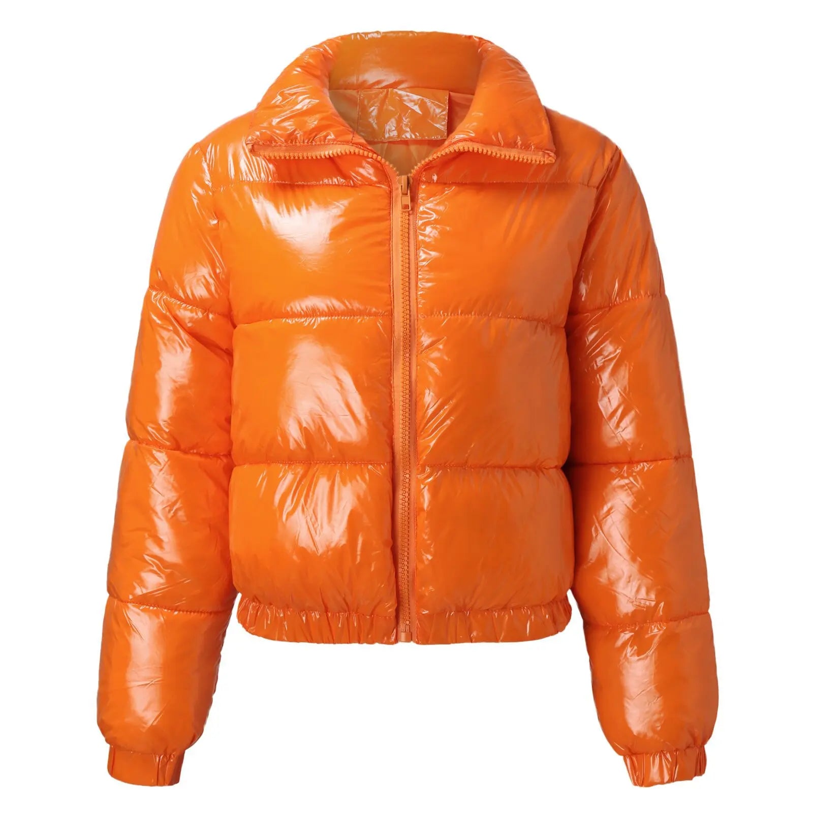 Doudoune Vinyle Femme Courte – Effet Cuir PVC Brillant, Col Montant, Style Luxe | S-XXL - BLACKBEARD OUTDOOR INDUSTRIES