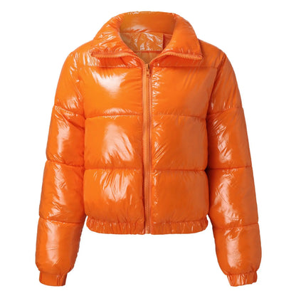 Doudoune Vinyle Femme Courte – Effet Cuir PVC Brillant, Col Montant, Style Luxe | S-XXL - BLACKBEARD OUTDOOR INDUSTRIES