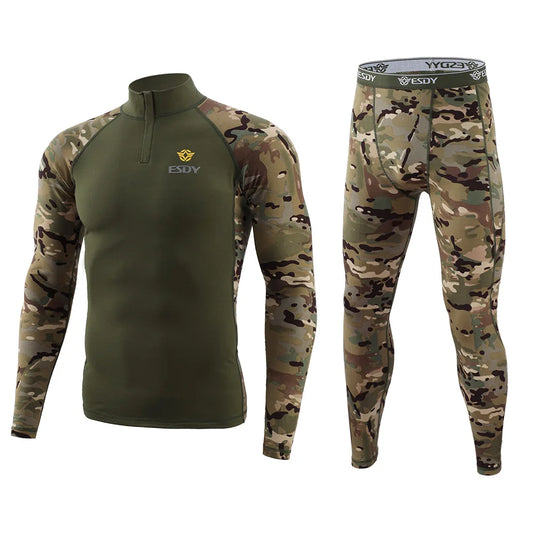 Ensemble Thermique Tactique Fleece Slim Fit – Haut + Pantalon | Randonnée, Chasse, Militaire, Automne Hiver