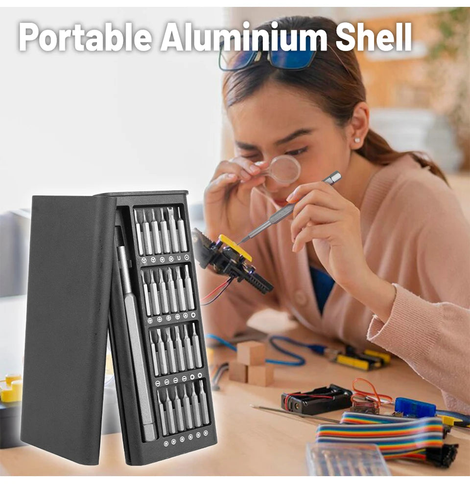 Suli Set de Tournevis de Précision Magnétique 25 en 1 / 63 en 1 – Kit Mini Outils Professionnel pour Réparation Téléphone, PC, Bricolage, avec Embouts Torx, Hex, et Plus - BLACKBEARD OUTDOOR INDUSTRIES