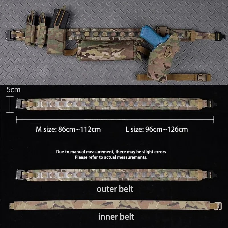 Ceinture Tactique Ferro Bison – Ceinture de Combat à Double Couche avec Boucle Métallique D-Ring, Système MOLLE, Boucle à Détachement Rapide pour Airsoft, Chasse et Activités Tactiques BLACKBEARD OUTDOOR INDUSTRIES