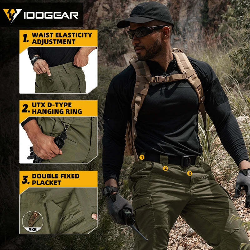 Pantalon tactique IDOGEAR ripstop waterproof stretch 10 poches outdoor