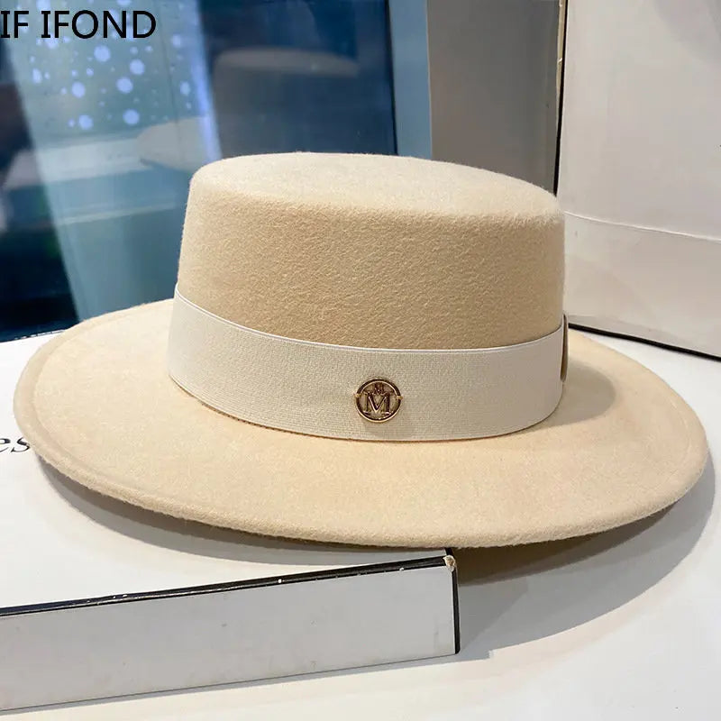 Chapeau fedora femme à bord plat et ruban