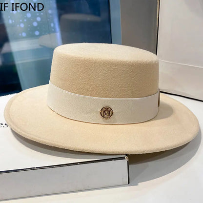 Chapeau fedora femme à bord plat et ruban