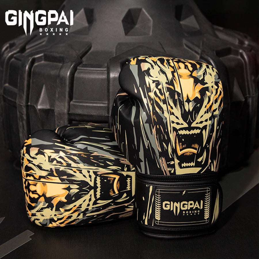 Gants de Boxe Professionnels Noirs Cuir PU – Sanda, Muay Thai, MMA, Sparring | 8 à 16 oz | Homme & Femme - BLACKBEARD OUTDOOR INDUSTRIES