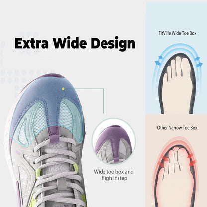 Chaussures de Marche Femme Larges FitVille – Fasciite Plantaire & Pieds Plats