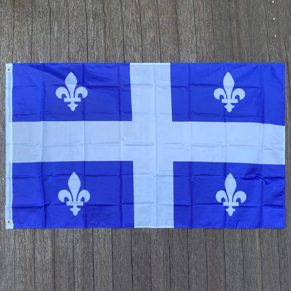 Drapeau du Québec – Fleurs de Lis – 90x150 cm – Polyester avec Œillets en Laiton – 3x5 Ft BLACKBEARD OUTDOOR INDUSTRIES