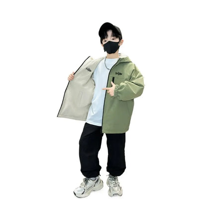 Veste Polaire Double Face Enfant – Coupe-Vent Imperméable Chaude Garçon Fille