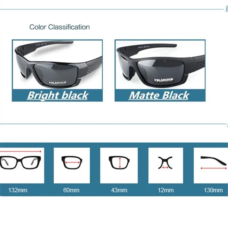 Lunettes de Sport Polarisées UV400 – Monture Noire Style Ovale | Conduite, Pêche, Outdoor