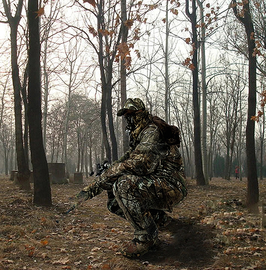 Tenue Camouflage Hiver Chasse Ghillie Suit Thermique – Polyester, Neige & Forêt | Pêche, Airsoft | T.44-54