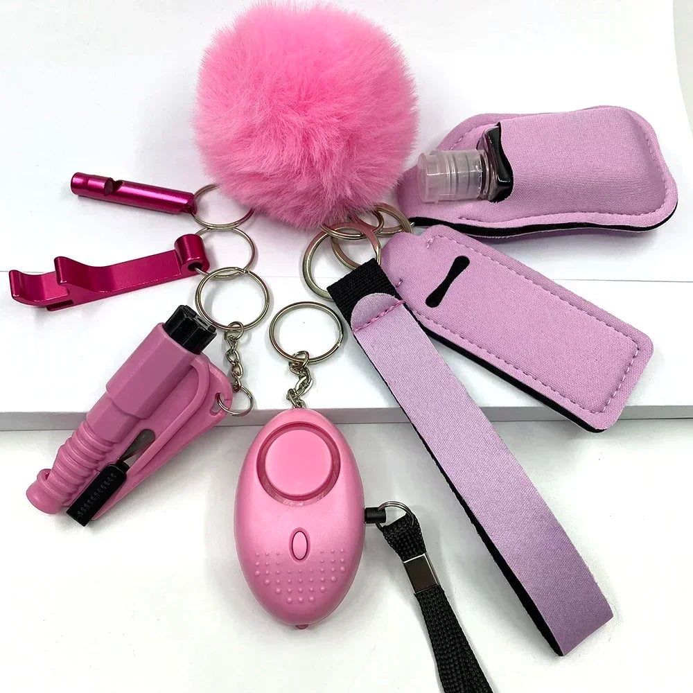 Kit Porte-Clés Défense Personnelle Femme – Alarme Sonore, Bouteille de Voyage, 20 Coloris
