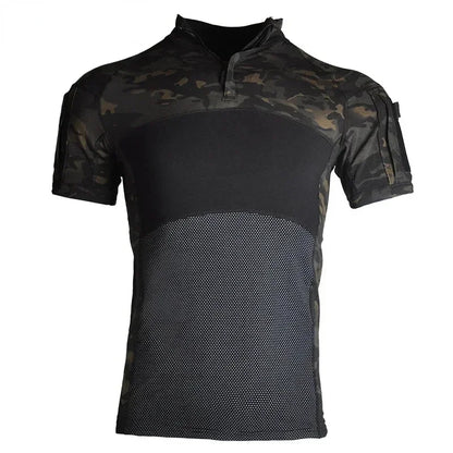 T-Shirt Tactique Combat Homme – Manches Courtes, Camouflage Multicam | Chasse & Airsoft