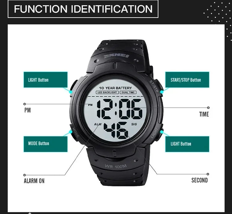 SKMEI 1560 – Montre Digitale Homme 100M Étanche - BLACKBEARD OUTDOOR INDUSTRIES