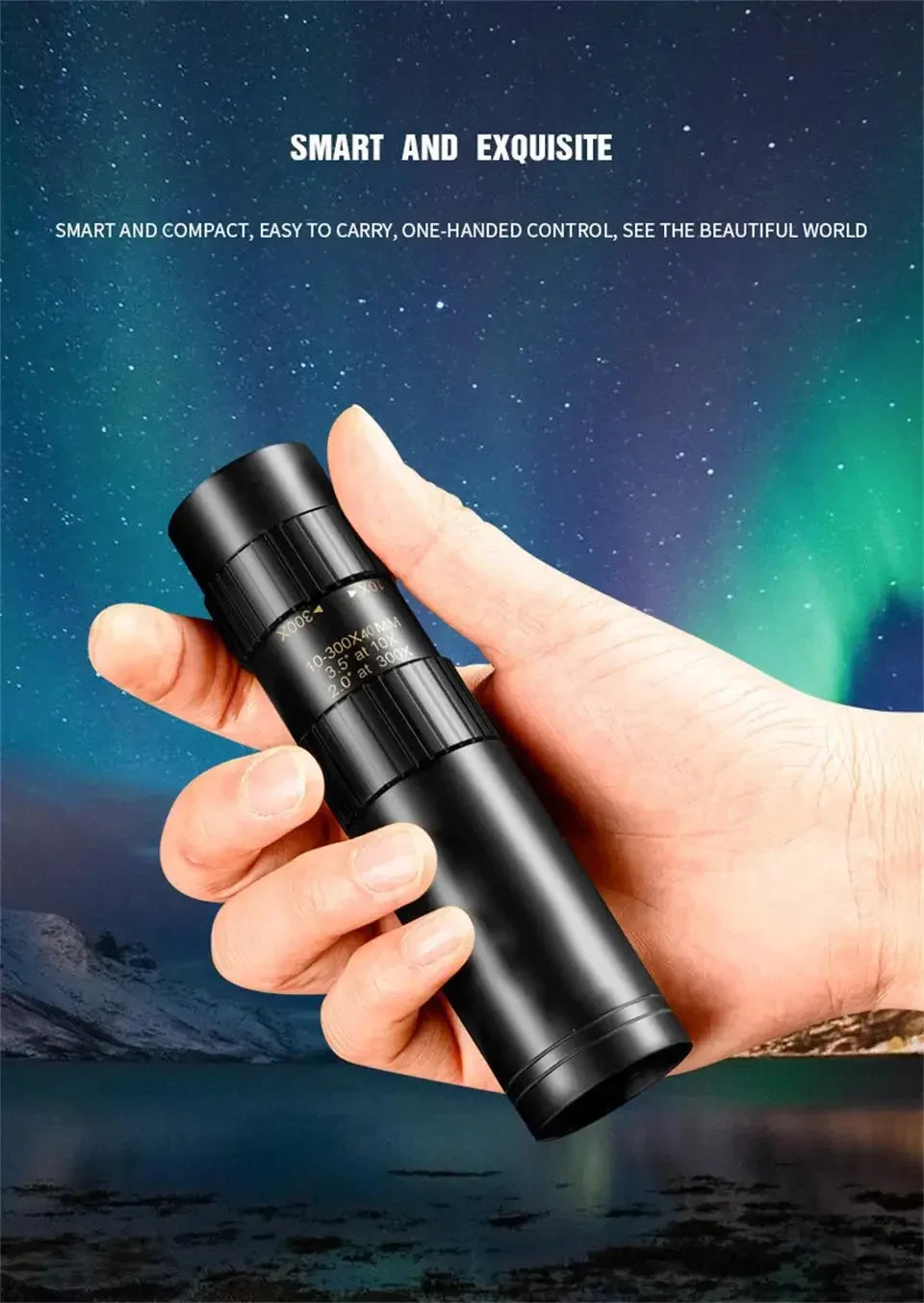 Monoculaire Haute Définition 10-300x40 avec Prismes BAK4 – Télescope Professionnel Portable Zoom Longue Portée 4K pour Camping, Observation et Aventures Extérieures - BLACKBEARD OUTDOOR INDUSTRIES