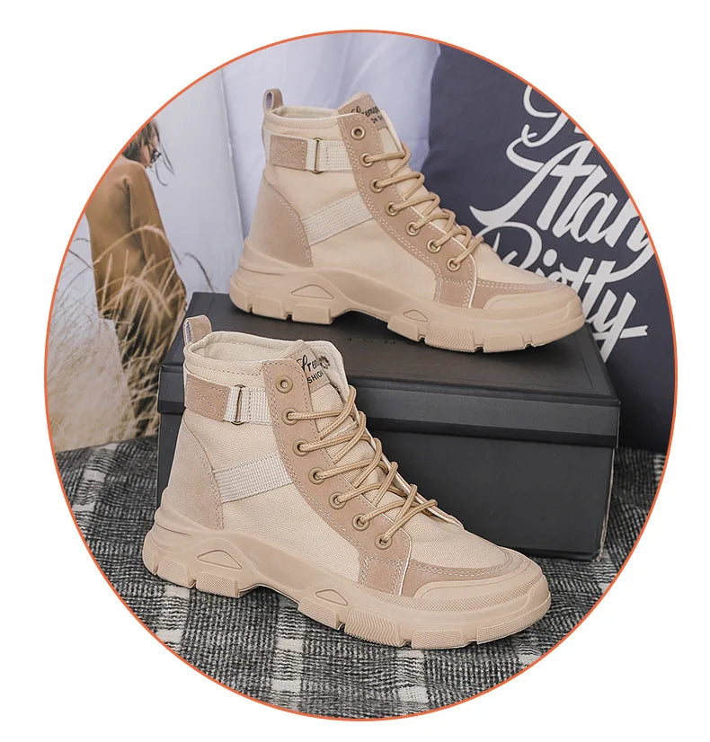 Bottines Femme en Toile – Style Désert & Moto – Hautes, Plates et Tendance – UXST - BLACKBEARD OUTDOOR INDUSTRIES