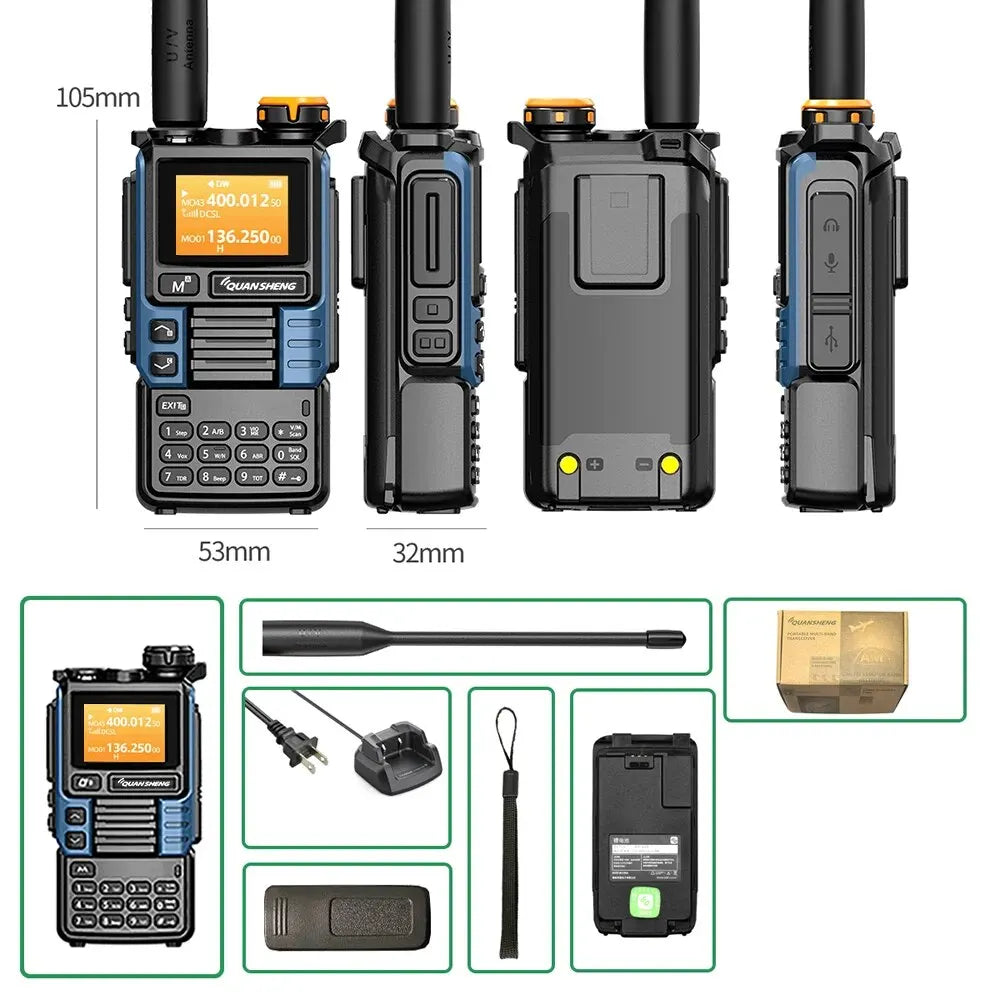 Talkie-Walkie Quansheng UV-K6 – Radio Portable UHF/VHF 5W, Bande Air, Charge USB-C