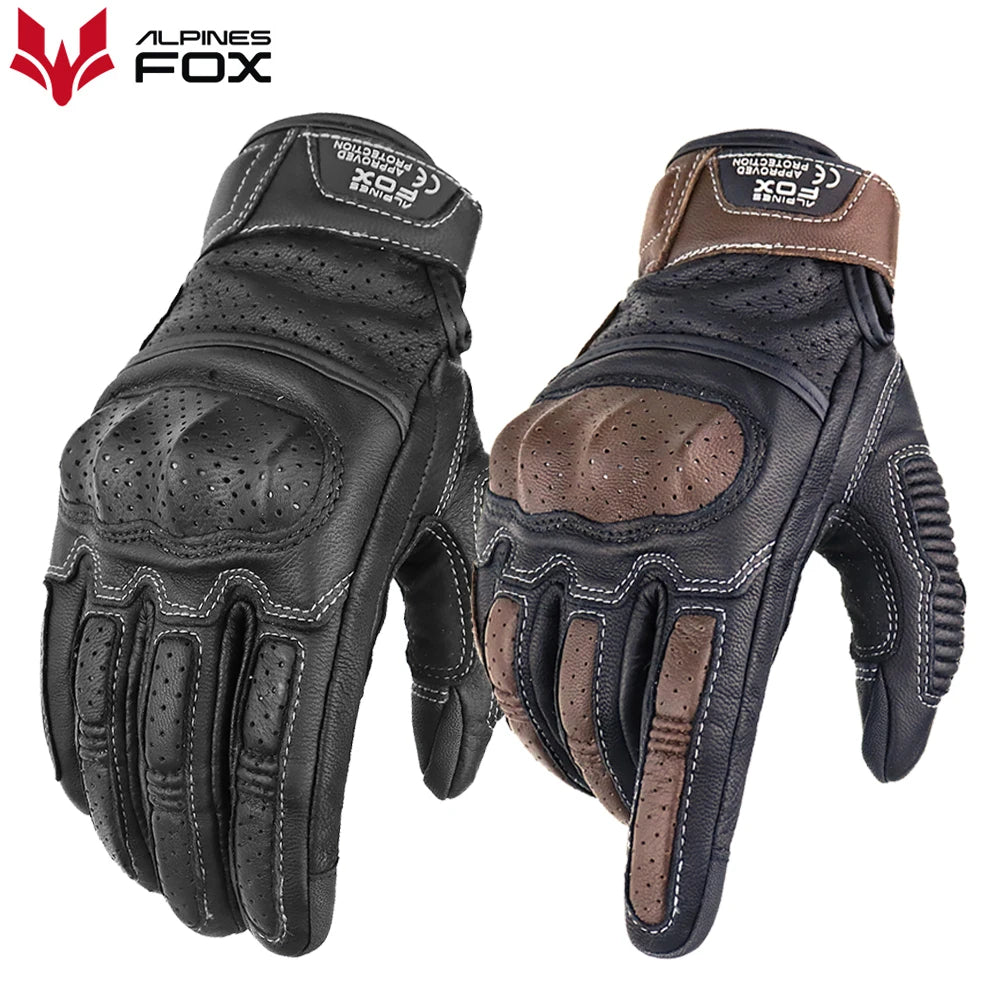 Gants Moto Cuir Rétro Homme Femme – Homologués CE, Écran Tactile, Taille M à XXL