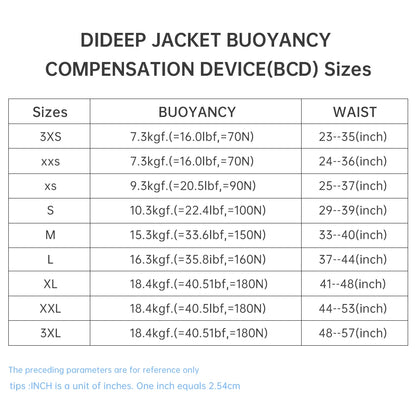 DIDEEP Gilet de Plongée BCD Jacket – Nylon Haute Résistance, Contrôle de Flottabilité, Tailles M/L/XL