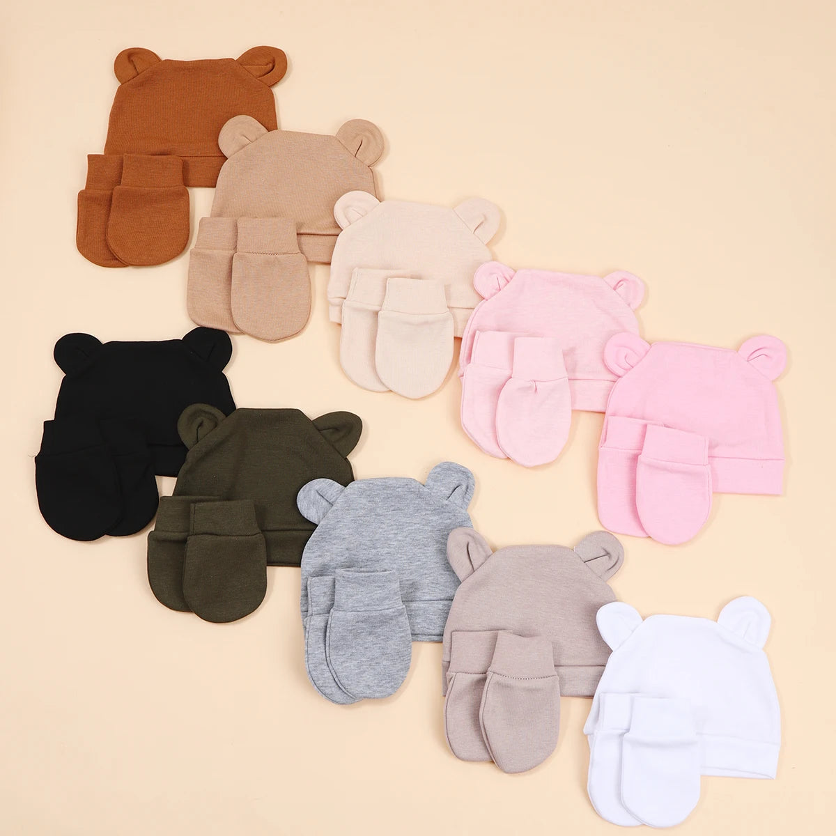 ensemble bonnet et gant coton pour enfants 1/3ans Ma boutique