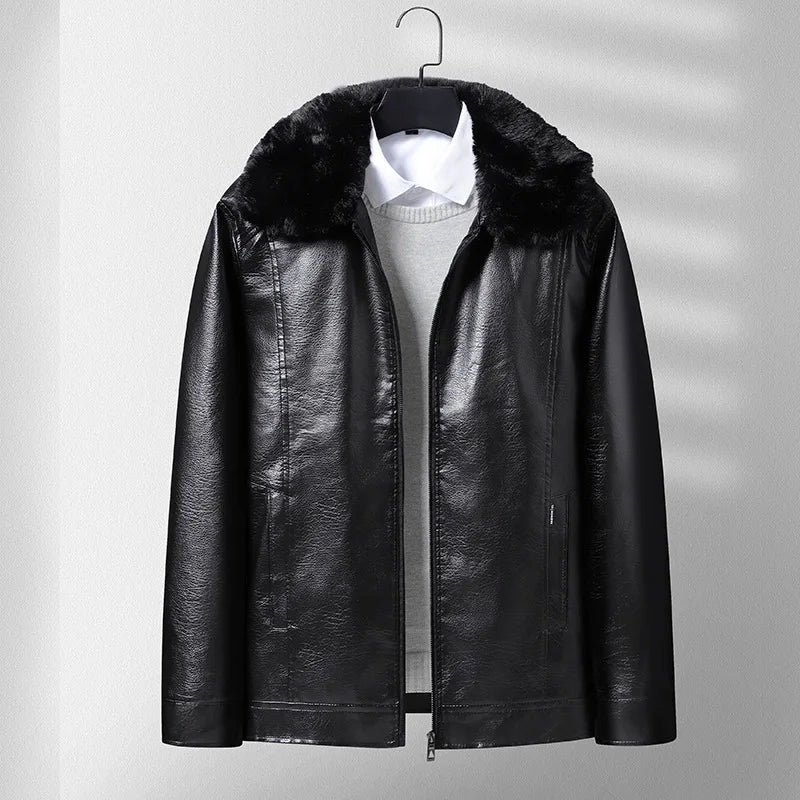 Veste Cuir Homme Hiver — Col Montant, Doublure Polaire Épaisse, Imperméable & Coupe-Vent | M à 4XL - BLACKBEARD OUTDOOR INDUSTRIES