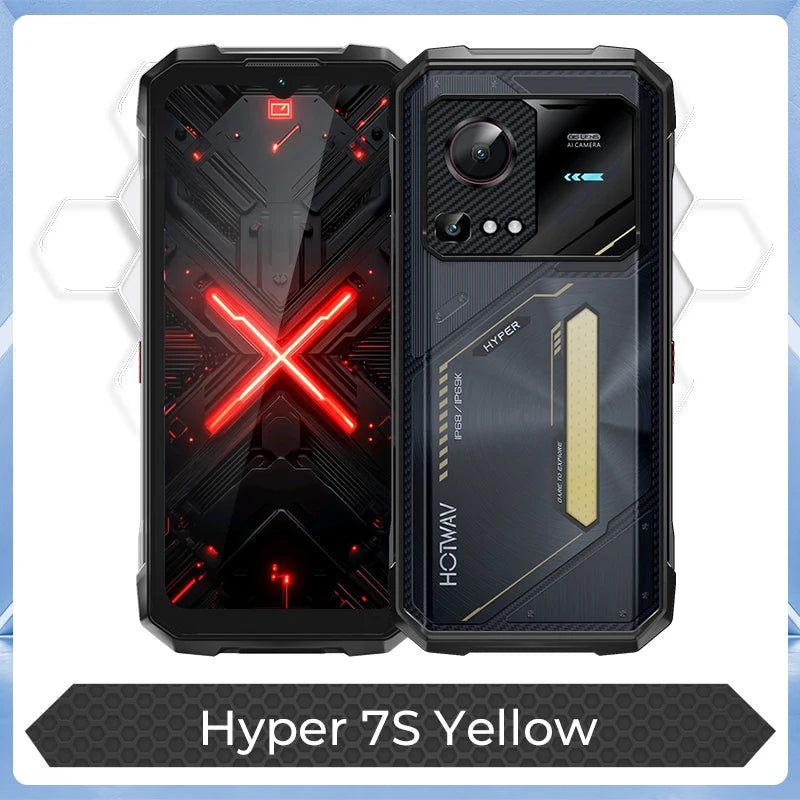 HOTWAV Hyper 7S — Smartphone Incassable 5G, Batterie 10800mAh, IP68/IP69K, Android 15, 120Hz, Lampe 280lm