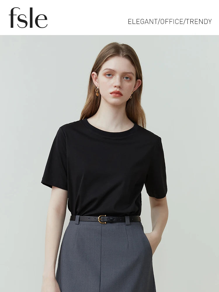 T-shirt Femme 100% Coton FSLE | Col Rond | Manches Courtes | Blanc ou Noir | Été & Printemps - BLACKBEARD OUTDOOR INDUSTRIES