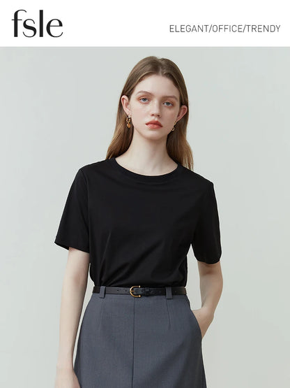 T-shirt Femme 100% Coton FSLE | Col Rond | Manches Courtes | Blanc ou Noir | Été & Printemps - BLACKBEARD OUTDOOR INDUSTRIES